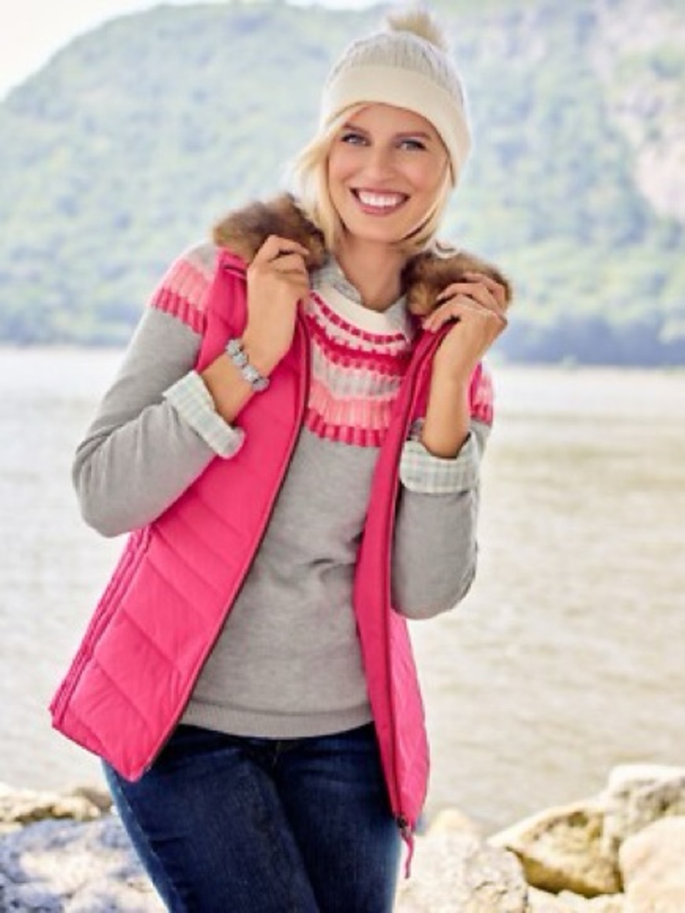 Talbots Bright Pink Puffer Vest - Picture 2 of 6